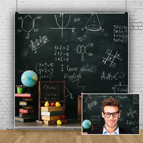 Photography Backdrop Drawing Pattern Blackboard Back To School Chalk Globe Book Study Child Baby Photo Background Photo Studio