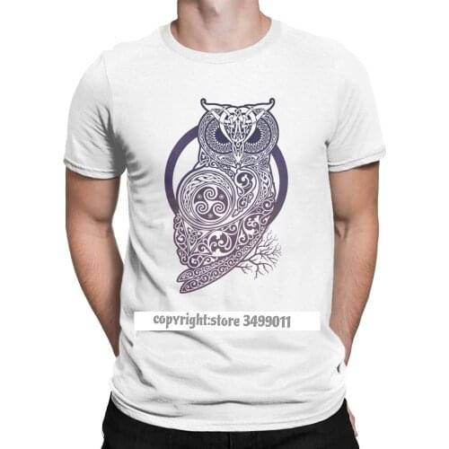 Owl Viking Valhalla Odin Men T Shirts Odin Viking Tee Shirt Fitness O Neck T-Shirt Premium Cotton Streetwear Christmas Day