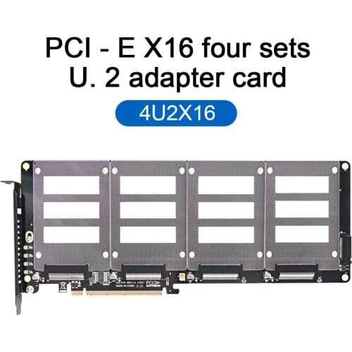 JEYI PCI-E X16 Four Disk U.2 Adapter Card 4U2X16 SSD PCI-E 4.0 X16 Riser Card for Windows 10/8/Linux
