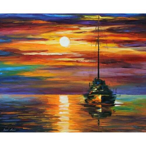 Beautiful landscape paintings calm sunset II palette knife art on canvas wall pictures for living room