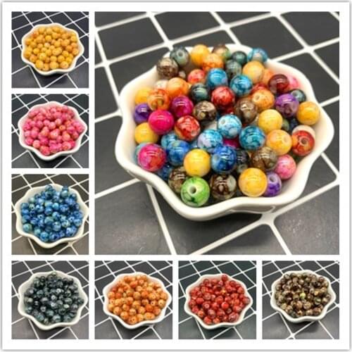 8-10-12mm Round Shape Beads Jewelry Making Acrylic Beads Multicolor Loose Bead Jewelry DIY Beads Accessory