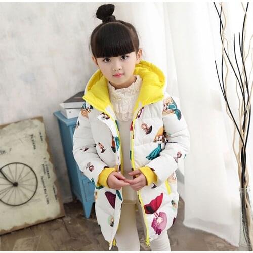New Winter children Outerwear & Coats Girls Graffiti Parkas Hooded Baby Girl jacket Warm Butterfly print Children coat
