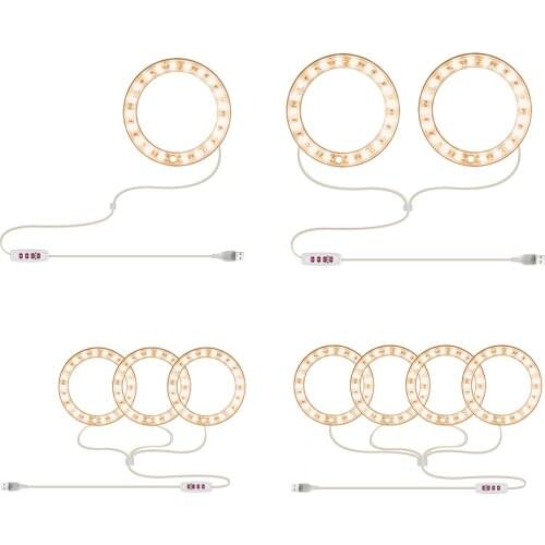 USB Charging Plants Nursery Lamp Waterproof Angel Ring Plant Growth Light Sunlight Warm White Flowers Seedlings Growth Lamp