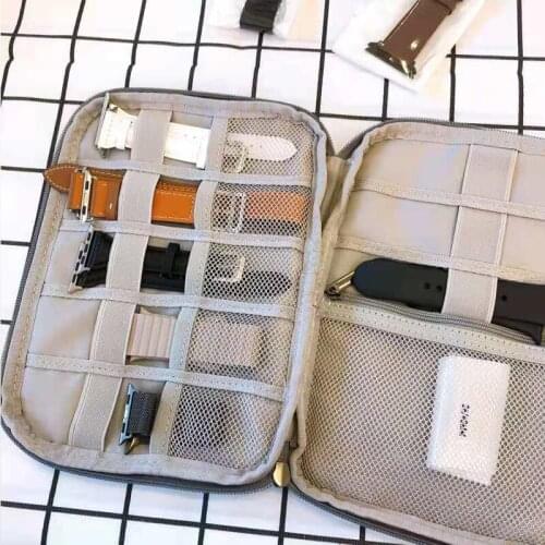 Multifunction Portable Watch Strap Organizer Watch Band Box Storage Bag Watchband Holder Watch Travel Case Pouch Gray Black