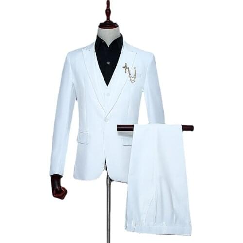 Mens groom dress vest three-piece performance suit suit host emcee suit color photo theme suit/ wedding suit for men 2021