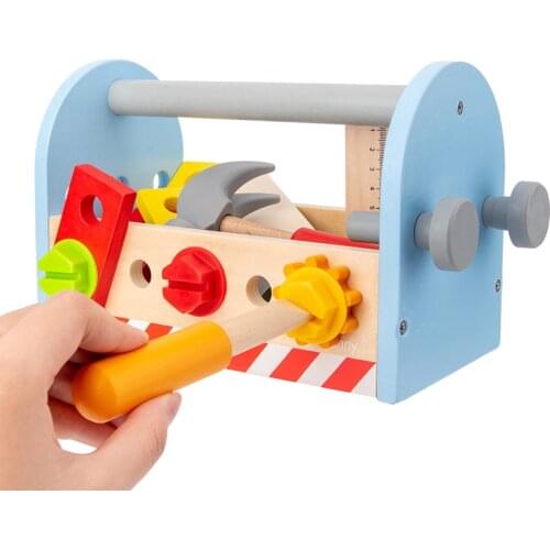 Kids Toolbox Toy Wooden Pretend Game Puzzle Montessori Disassembly Set Simulation Multifunctional Repair Carpenter Tool Boy Gift