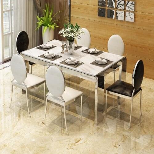 Rama Dymasty stainless steel Dining Room Set Home Furniture modern marble dining table and chairs,rectangle table