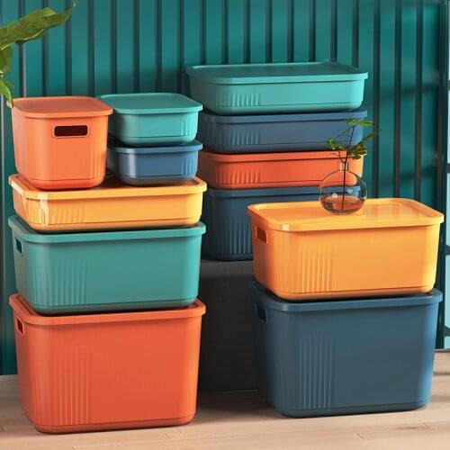 Desktop Plastic Debris Storage Box With Lid Snack Basket Rectangular Clothing Underwear Wardrobe Organizer