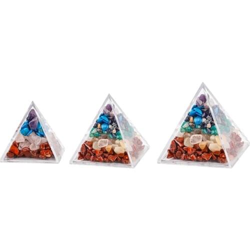 Natural Decorative Crystal Stone Pyramid Acrylic Boxed Mixed Mineral Office Yoga Studio Quartz Feng Shui Ornament
