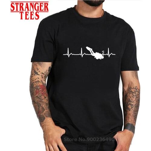 Newest Scuba Dive Heart Beat Best Gift for Diver T-Shirts Summer Diving Short Sleeves Soft Mens Tee Shirts Pure Cotton T Shirts