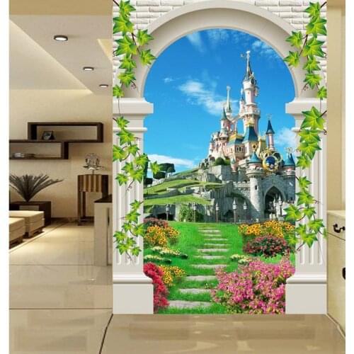 Wallpaper murals 3d Scenery castle porch painting background wall living 3d wallpaper Home Decoration