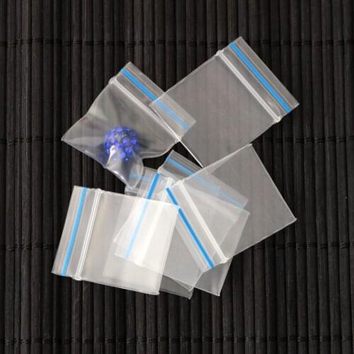 Wholesale 20mil thick small clear with blue line Self Sealing ZipLock Plastic pill packaging bags 3.5x4cm Free Shipping