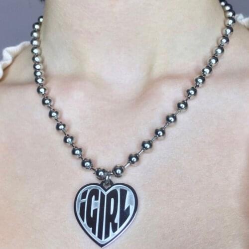 Stainless Steel Female Symbol Girls Crush Choker Heart Pendant Necklace Women Unif Heavy Gothic Streetwear Jewelry