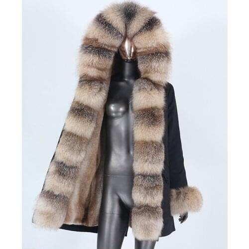 BLUENESSFAIR 2020 Waterproof Parka Real Fur Coat Winter Jacket Women Natural Fox Fur Collar Hood Thick Warm Outerwear Streetwear