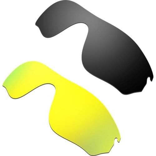 HKUCO Black/Gold 2 Pairs Polarized Replacement Lenses For RadarLock-Edge Sunglasses Increase Clarity