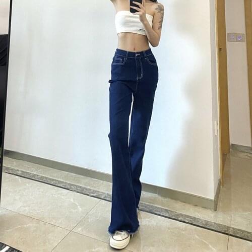 Casual Fashion Straight Leg Womens Jeans Denim Bottom Harajuku Boyfriend Long High Waist Baggy Jeans Fall Pants Pants For Women