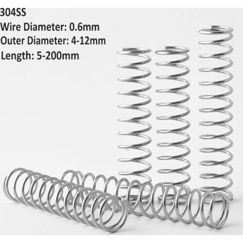 304 Stainless Steel Compression Springs Y-shaped Spring Wire Diameter 0.6mm Outer Diameter 4/5/6/7/8/9/10/12mm Length 5-200mm