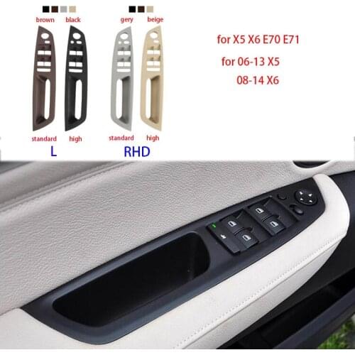 RHD LHD Gray Beige Black Brown Car left Interior Door Armrest Handle Inner Panel Pull Trim Cover For BMW E70 E71 X5 X6