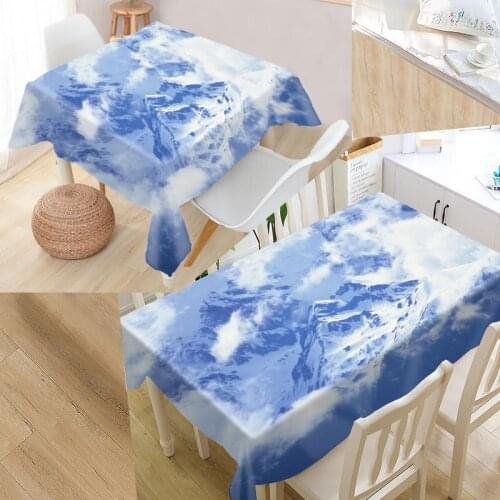 Mountain View Custom Table Cloth Oxford Fabric Rectangular Waterproof Oilproof Table Cover Family Party Tablecloth