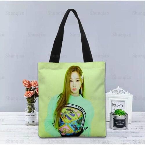 Aespa GISELLE Handbag Foldable Shopping Bag Reusable Eco Large Unisex Canvas Fabric Shoulder Bags Tote Grocery Cloth Pouch 0512