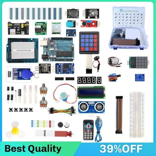 Super Starter Kit for Arduino UNO R3 ATMega16U2,DS3231 AT24C32 RTC Clock Module,LED Display,UNO R3 Shield With Mini BreadBoard