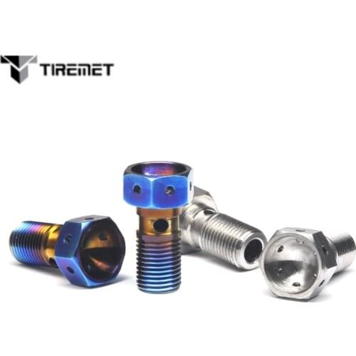 Tiremet 2 PCS M10x1.0/1.25mm Titanium Single Double Banjo Bolt Screws for BKTM Honda KAWASAKI YAMAHA Brembo Brake & motorcycle