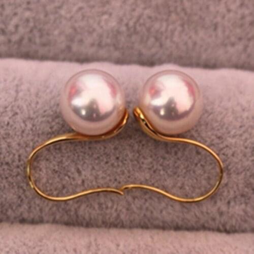 Gorgeous pair of 10-11mm south sea round white pearl earring 14k