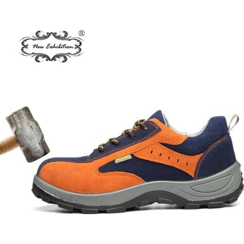 New Exhibition men Steel Toe safety shoes Anti-smashing breathable safety boots Durable work Protective Labor Insurance Shoes NE