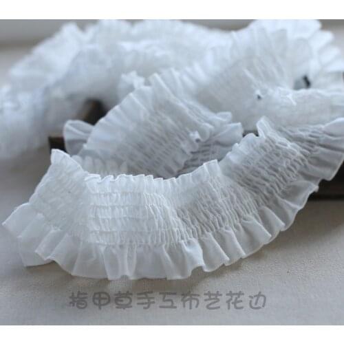 1M White Cotton Elastic Stretch Lace Trims Tape Lace Ribbon Fabric Collar Dress Sewing Garment Headdress Materials 8cm Width
