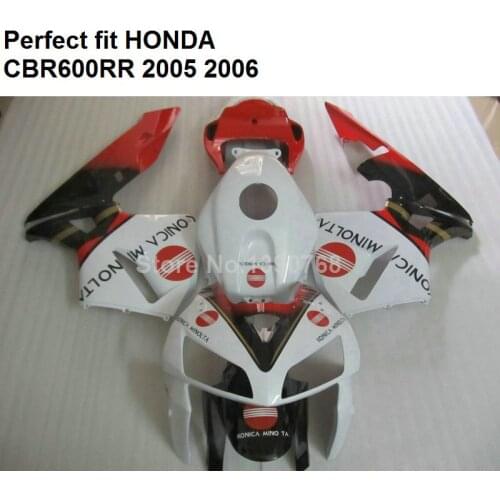 100% fit injection fairings for Honda CBR600RR 05 06 red white black fairing kit CBR 600RR 2005 2006 CF34