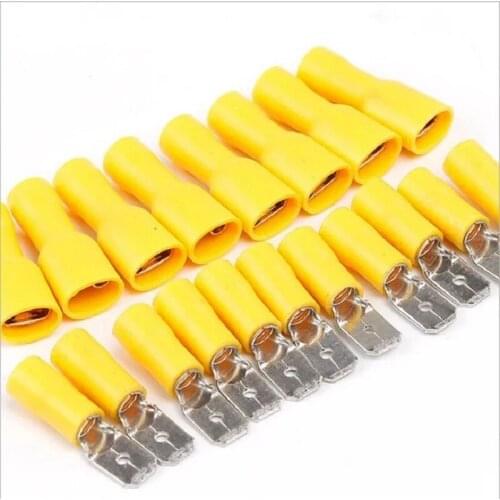 100pcs Insulated Electrical Crimp Terminal Wire and Cable Connector Red Female + Male Spade FDFD 5.5-250 MDD5.5-250