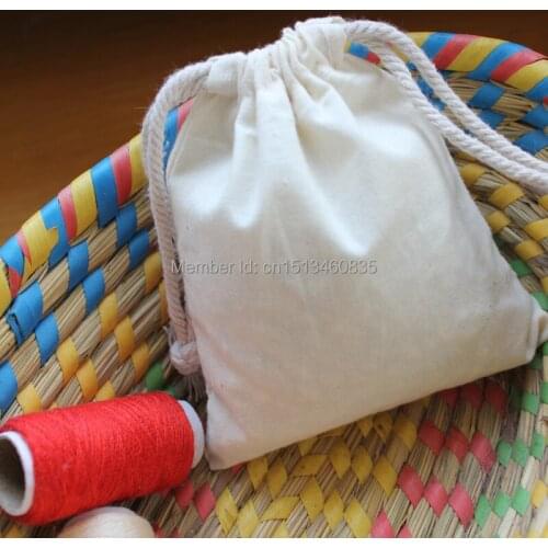 100pcs/lot free shipping cotton jewelry pouch cotton gift pouch cotton drawstring pouch bag 7*9cm jewelry pearl packaging bag