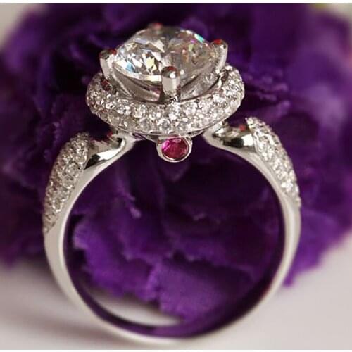 10K Au417 White Gold Women Wedding Party Engagement Ring 1 2 3 4 5 Carat Round Luxury Moissanite Diamond Ring Ruby Trendy