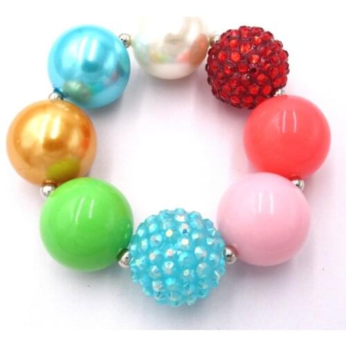 2pcs Baby Best Festival Gift Girls Kids Red Green Beaded Elastic Chunky Bubblegum Bracelet Party Dress Up Cute Wristband Jewelry