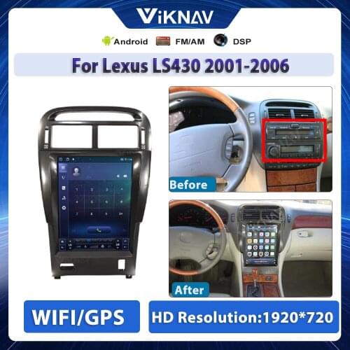 2din PX6 Android DSP Car Radio GPS Player For Lexus LS430 2001-2006 Video BT Navigation Vertical Screen DVD Multimedia