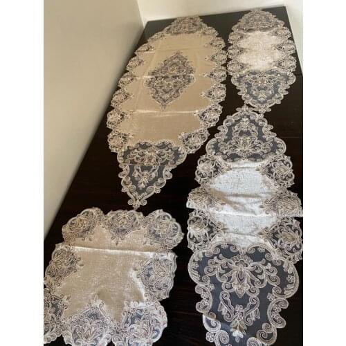 5 Parça Fransız Dantelli Kadife Salon Takımı