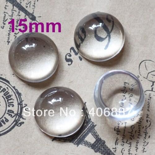 Free Shipping! 100pcs/lot, High Quality 15mm Domed Round Transparent Clear Magnifying Glass Cabochon