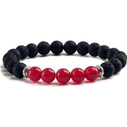 Handmade Lava Stone Bead Chakra Bracelet Men Women Reiki Healing Balance Bracelets Bangles Yoga Jewelry Friends Pulseras Hombre