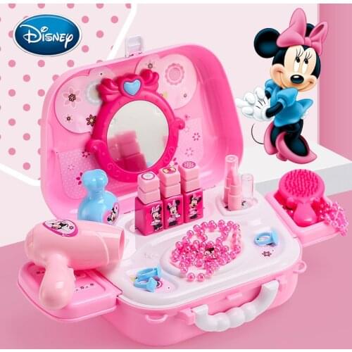 Disney cartoon Minnie childrens kitchen tableware food toy strap backpack girl play house makeup childrens toys