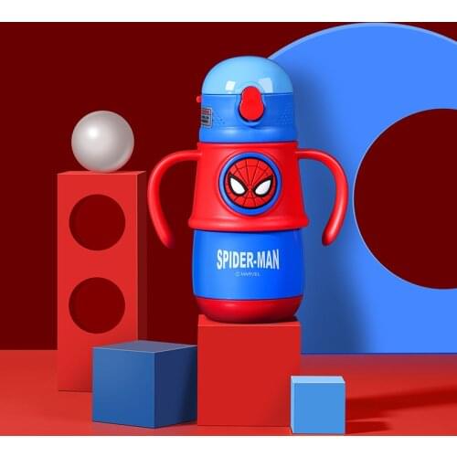 Disney Childrens Thermos Cup with Straw Drop Proof Water Bottle Baby Primary School Outdoor Straight Body Cup