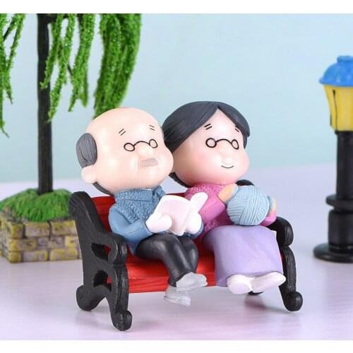 Home desktop Miniature Figurines Fairy Mini Grandma Grandpa Couple Figures Garden Accessories Garden Ornament