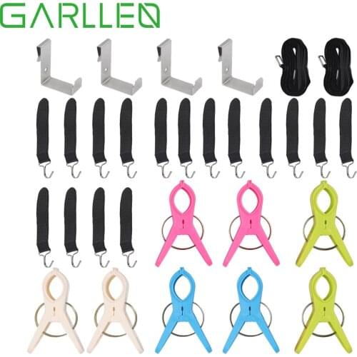 GARLLEN 16pcs 2-clip Multi-Function Hooks + 8pcs Beach Towel Clips for Bedroom Laundry Room Game Room Mud Room Beach/Pool Chairs