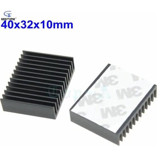 Gdstime 2pcs 40mm x 32mm x 10mm 40mm Aluminum Heatsink Heat Sink Cooling Cooler Black