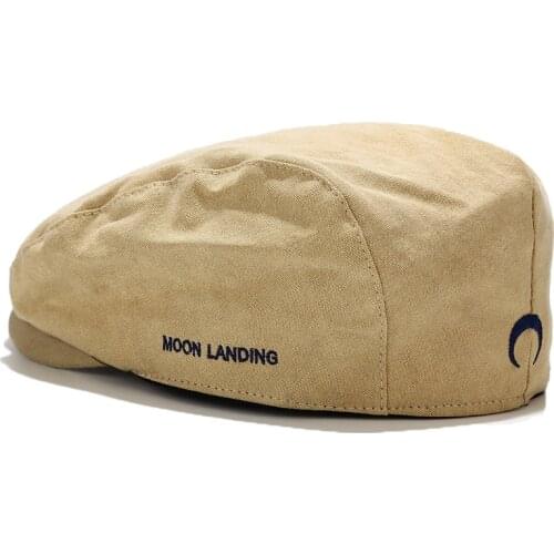 Personality Letter Moon Embroidery Reverse Beret Hat New Trend Vintage Unised Newsboy Caps Versatile Casual Style Street Wear