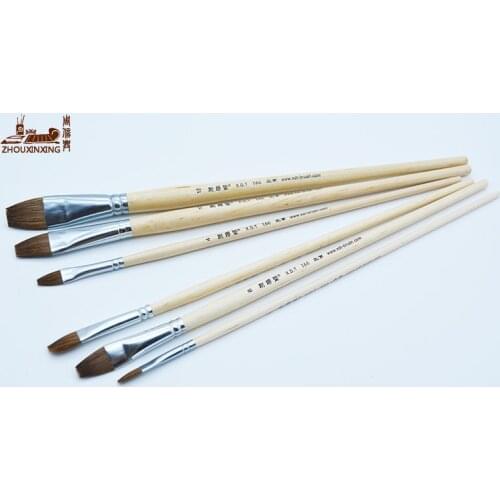 6pcs/Set level weasel hair long rod gouache watercolor oil painting brush art supplies acrylic Drawing pen row brush