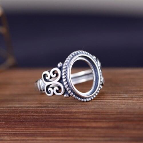 Ring Blank (10x12mm Oval Blank) Adjustable Thai Sterling Silver Ring Base Oval Cabochon Ring Setting R782B