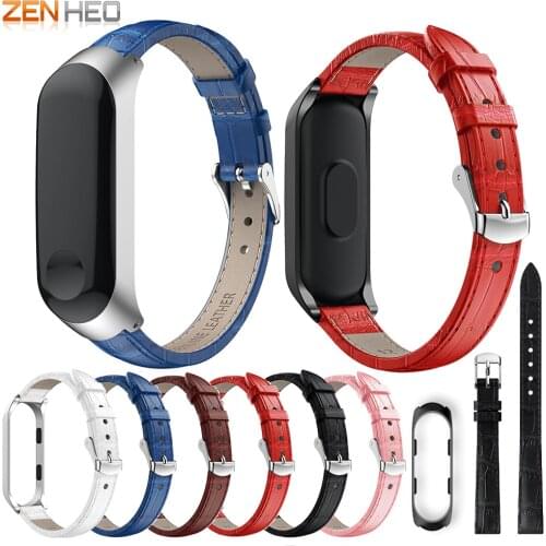 Leather Watchband with Case Smart Watch Band for Xiaomi Mi Band 3 Replacement Bracelet Strap For Xiaomi Mi Band 3