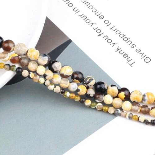 4 6 8MM Natural Stone Fire Agate Loose Round Beads For Women Man DIY Necklace Bracelet Fashion Jewelry Making Accessories Gifts