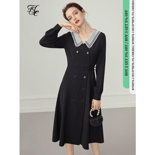 FANSILANEN Lace patchwork long black dress Women long sleeve yellow elegant bandage dress Autumn winter slim vintage dress 2020