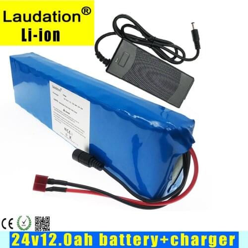 Laudation 24v Battery Pack with Charger 12 Ah Electric Bicycle Lithium Battery with 15 A BMS for 250W 350W Motor Ebike Laudation